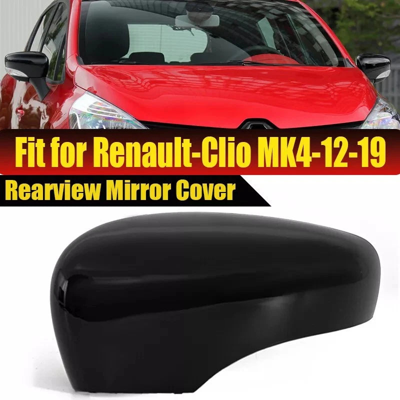 Passenger Left Door Wing Mirror Cover Cap Gloss Black For Renault Clio MK4 2012+